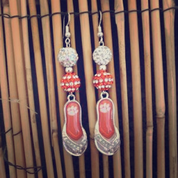 Clemson flip flop earrings sterling silver - Picture 1 of 1